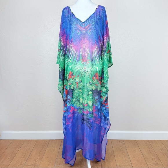 NWT Pierre Cardin Tropical Print Tunic Pareo Swim Cover Up Dress Size S - Picture 2 of 16
